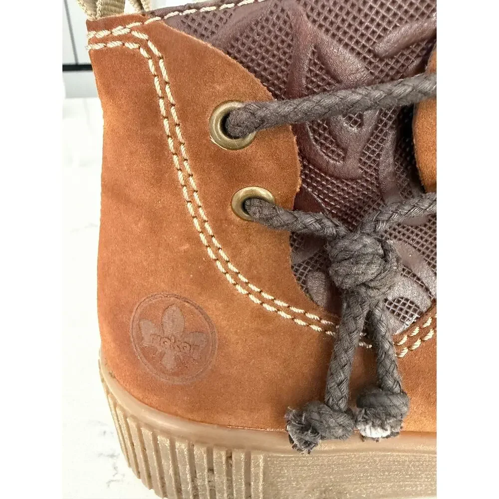 Reiker Tex cognac ankle boots sz 40 zip up comfort Nubuck outdoors gorpcore